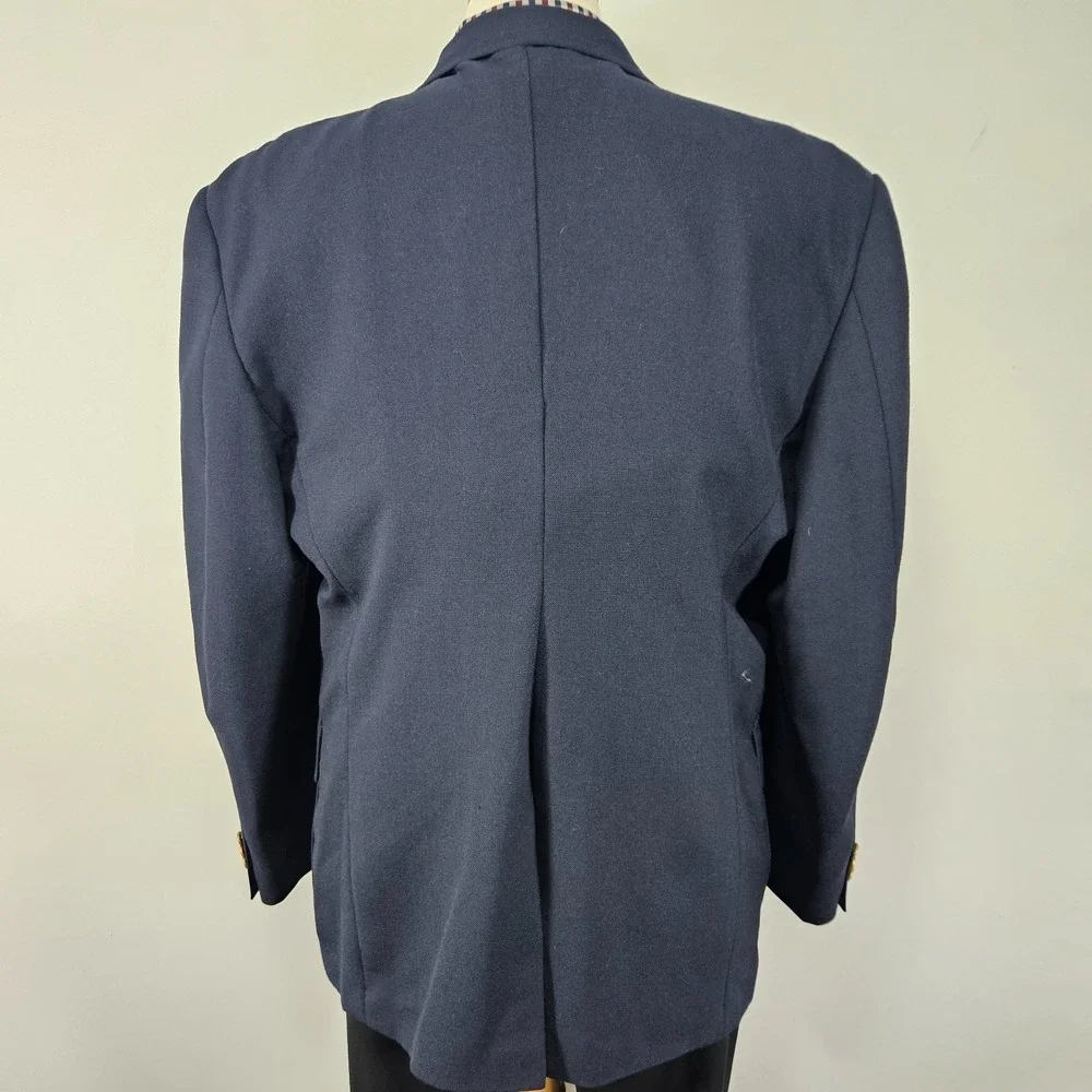 VTG Stafford Men's‎ Sport Coat Blazer Two Button Navy Polyester Wool 50R Slim